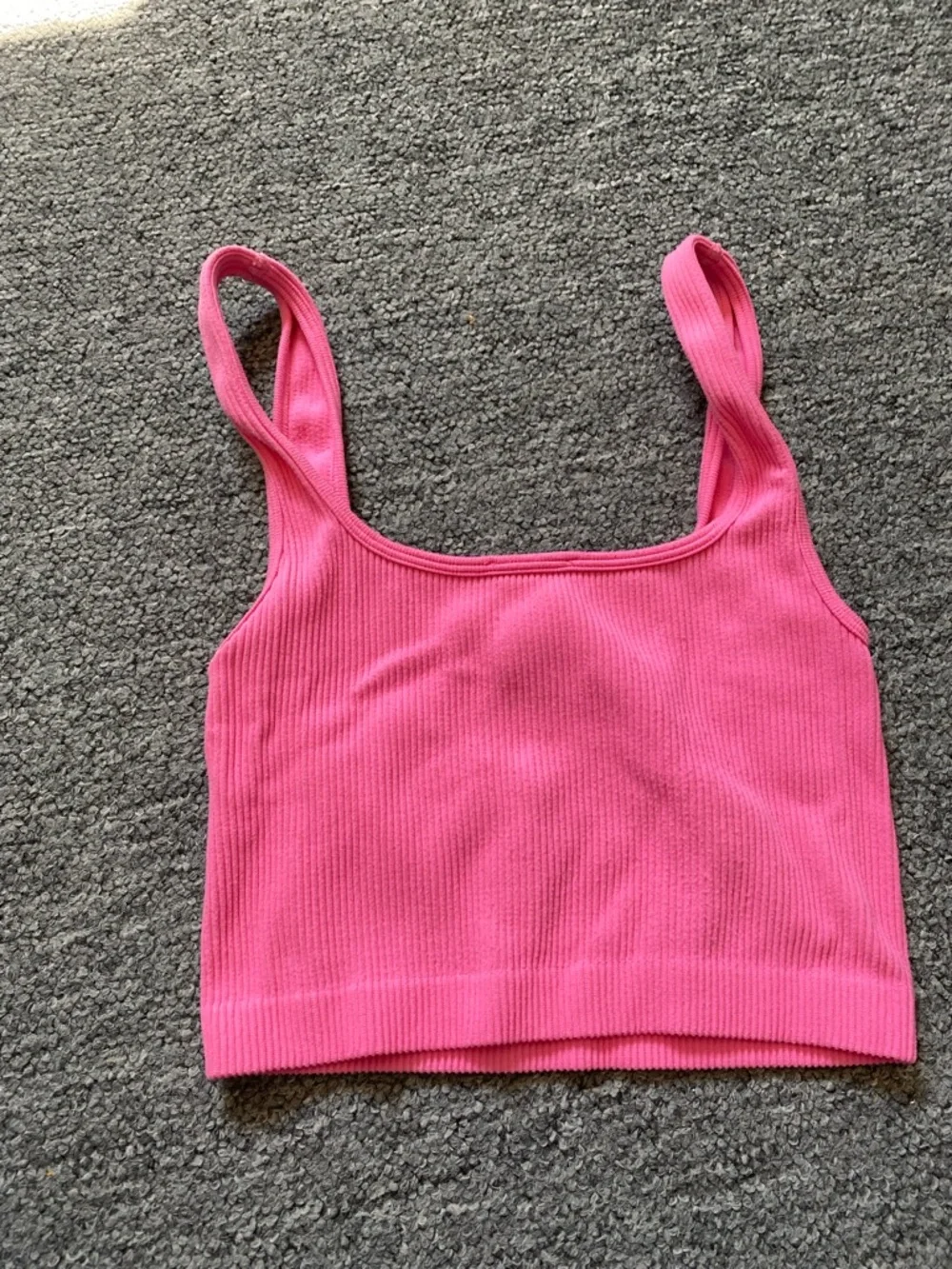 Zara Hot Pink Ribbed Square-Neck Crop Tank - Picture 3 of 3